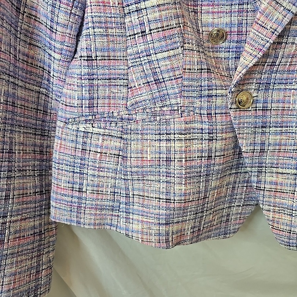 Talbots Pastel Tweed Double-Breasted Blazer in Pink, Blue, Lavender - Picture 3 of 15
